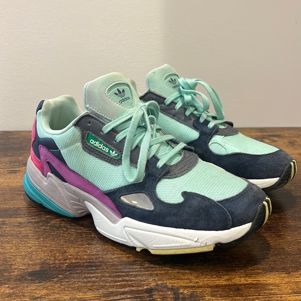Adidas Falken Clear Mint Collegiate Navy athletic sneakers shoes size 8 women